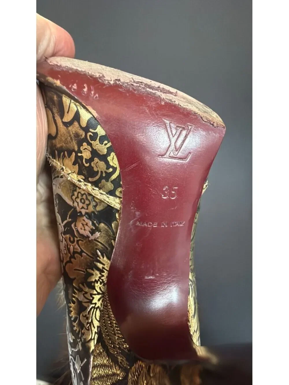 Louis Vuitton Gold Fur Ankle Boot Size 35